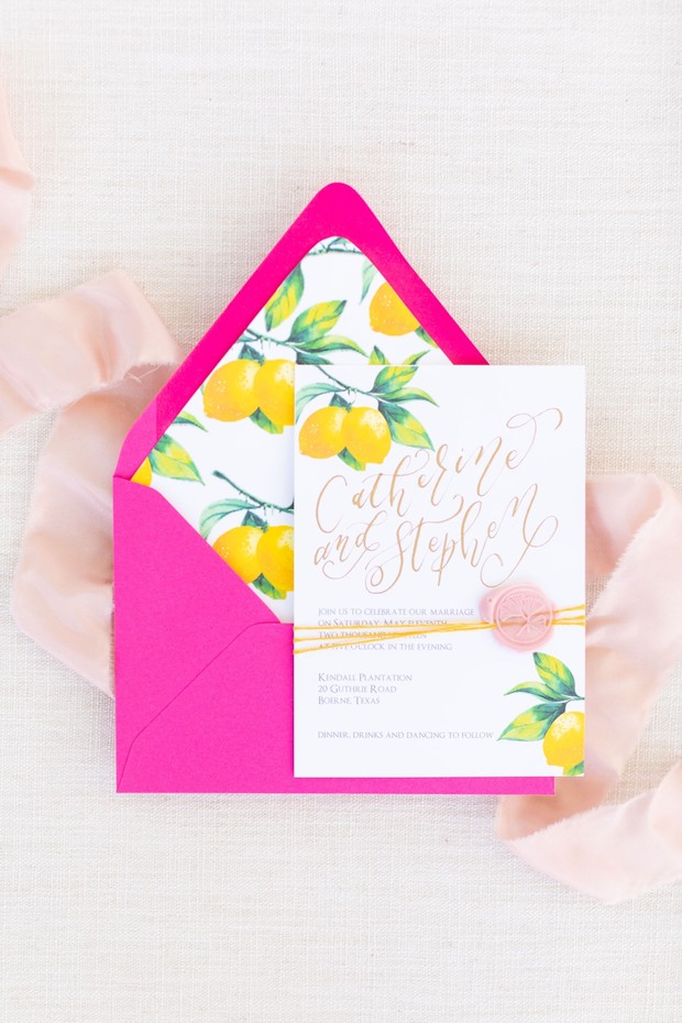lemon wedding invite