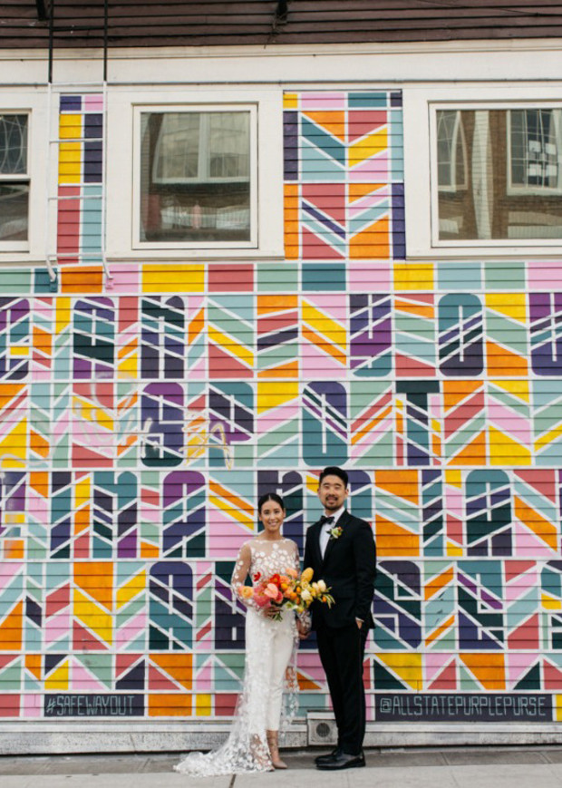 Color filled and modern wedding