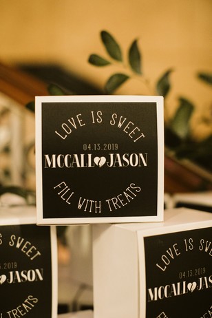 McCall Jason wedding favors love is sweet treat boxes