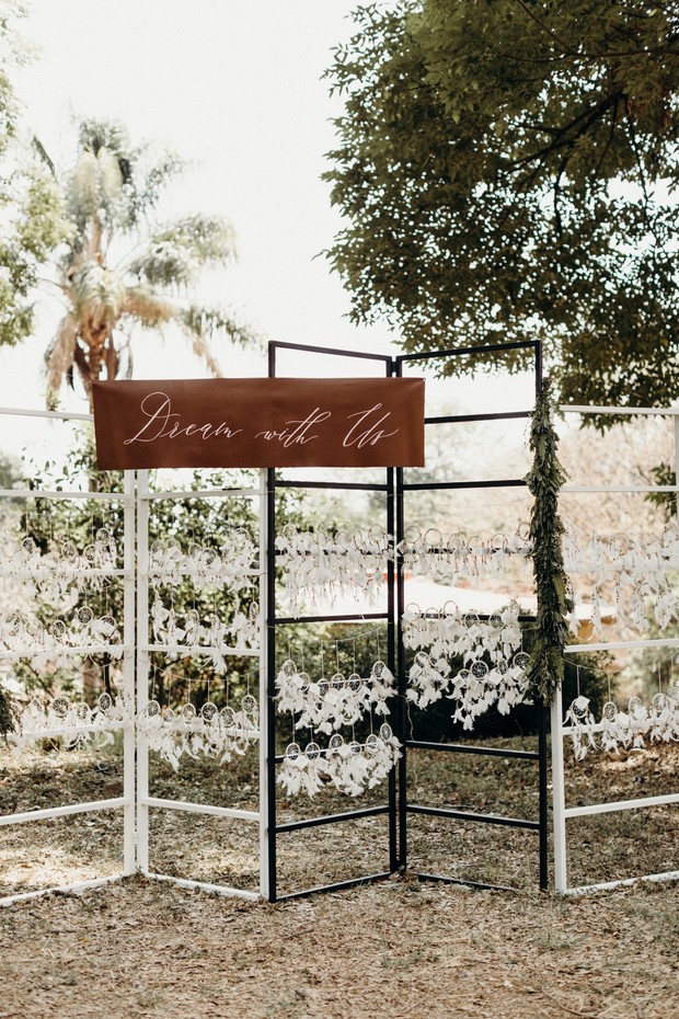 Dream with us wedding welcome sign with dreamcatchers