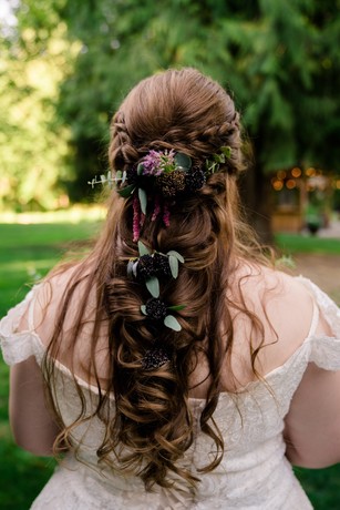floral accented wedding hair