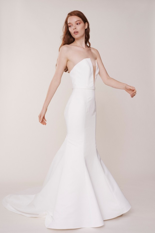 Stunning strapless mermaid wedding gown