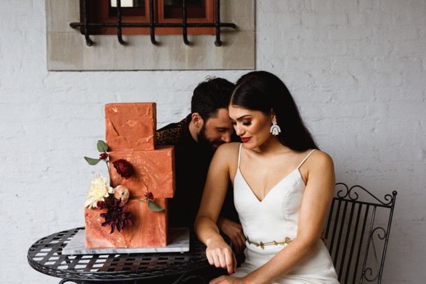terracotta wedding cake