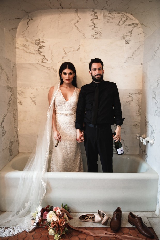 bathtub wedding couple