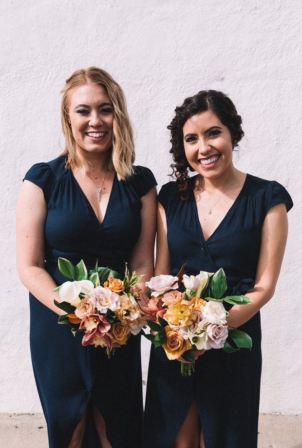 bridesmaids in navy blue