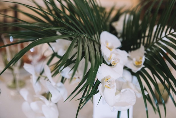 palm and orchid wedding flowers
