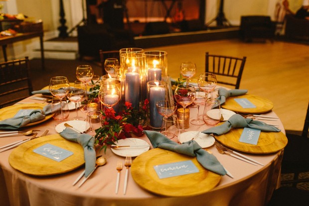 candle lit wedding table