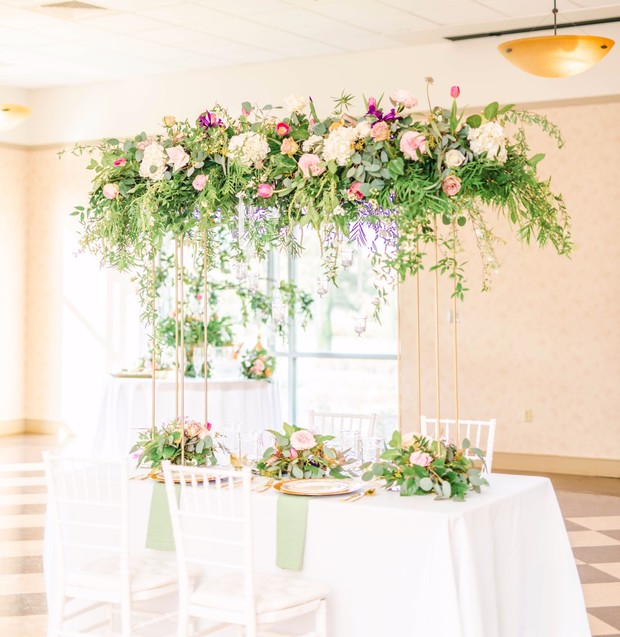 garden themed wedding table floral decor
