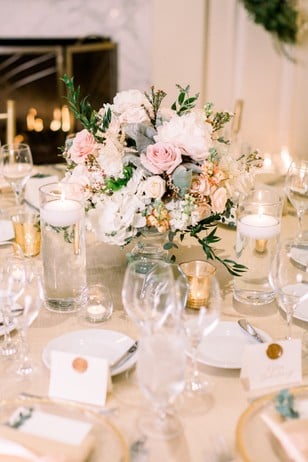 blush and gold wedding table