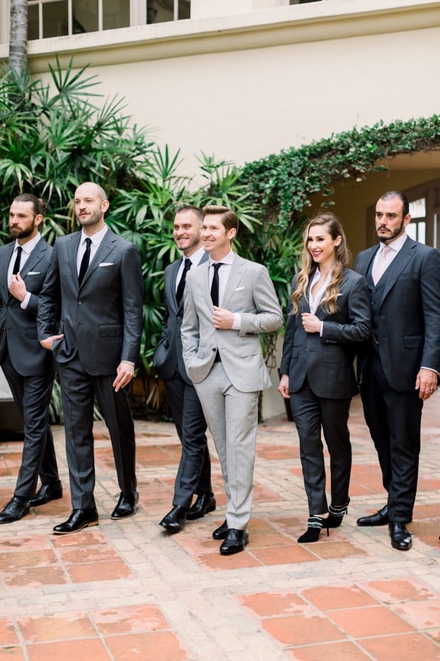 groom and his groomsmen and best woman