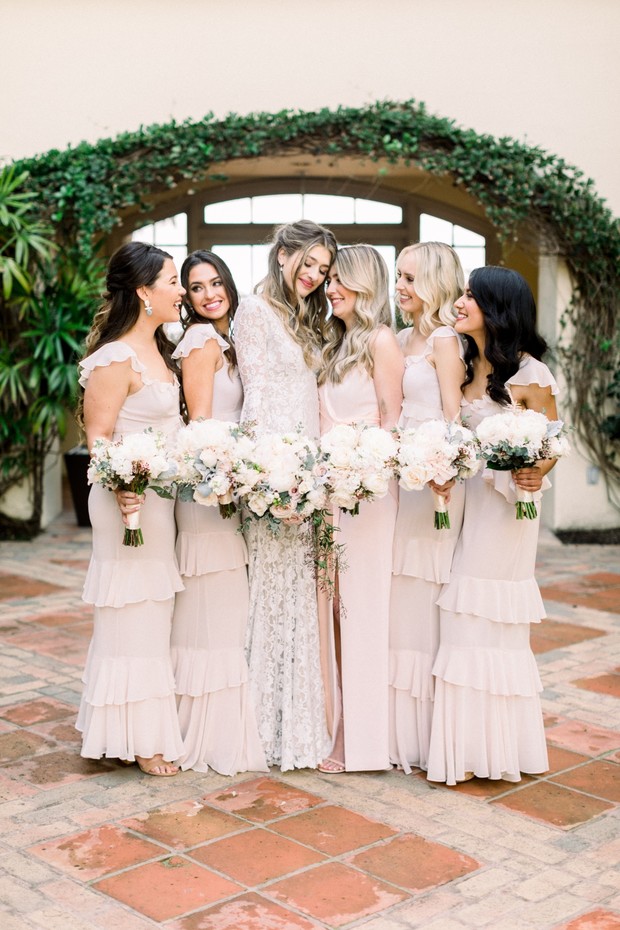 blush bridal party dresses