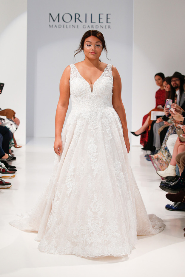 Morilee Madeline Gardner plus size wedding gown runway model
