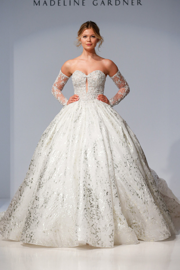 Madeline Gardner bridal gown ballgown with sleeves