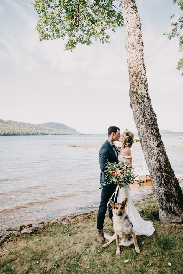 intimate wedding on a lake