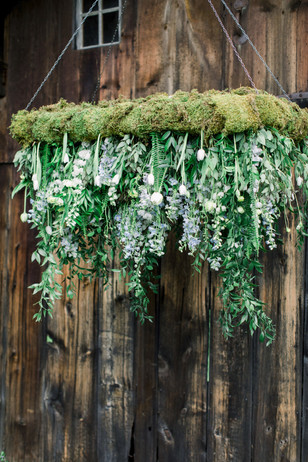 floral and moss wedding chandelier