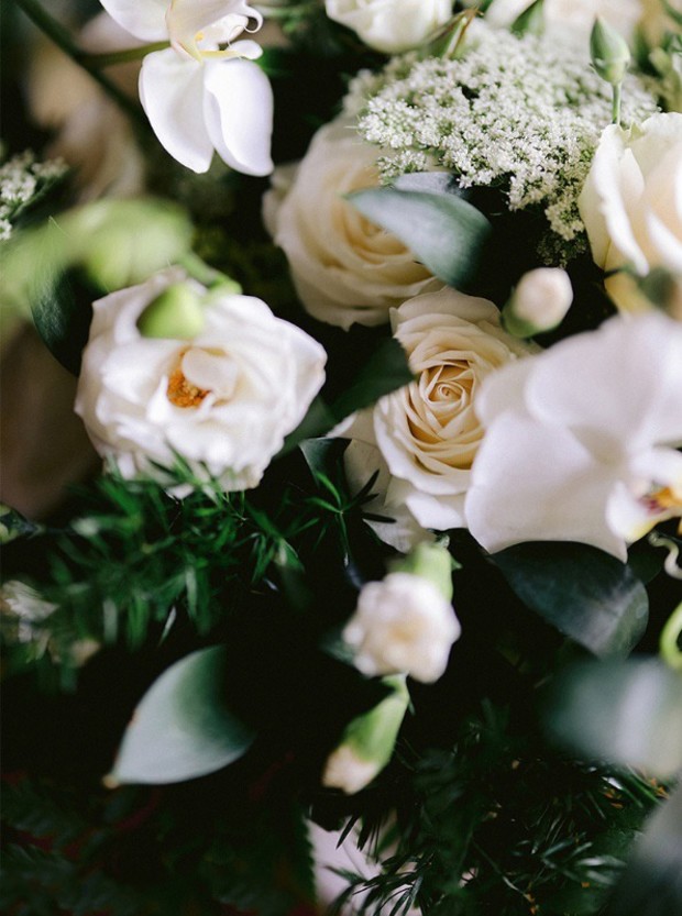 white rose wedding flowers
