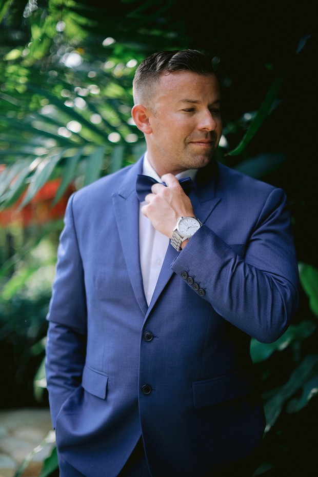 groom in royal blue suit