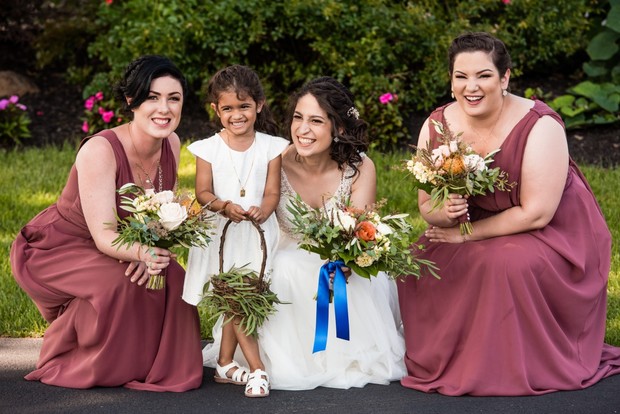 bridesmaids in rose