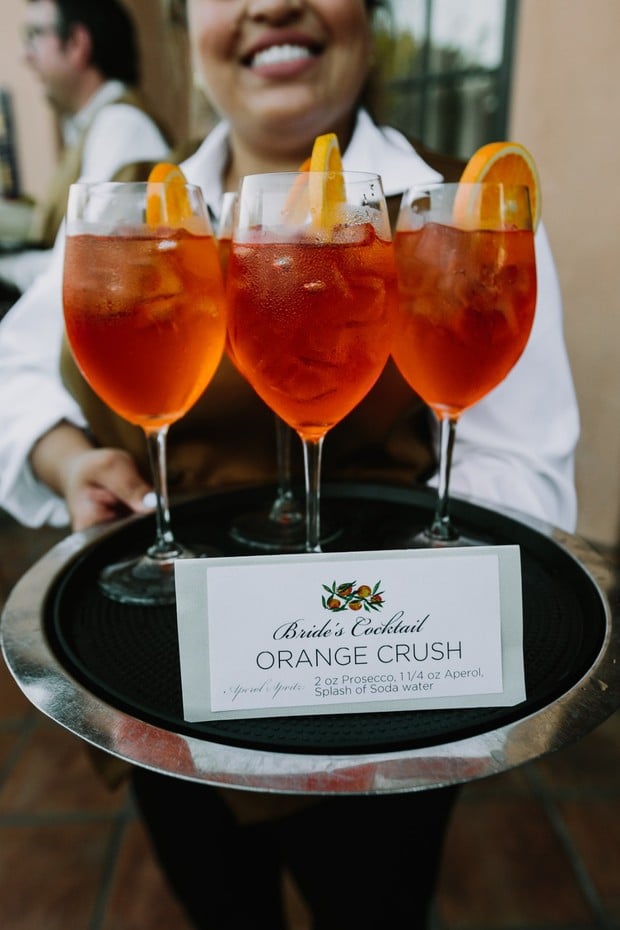 orange crush wedding cocktail