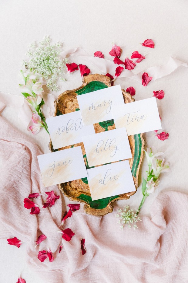 watercolor wedding place cards