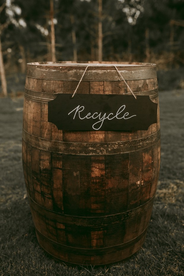 wedding recycling barrel