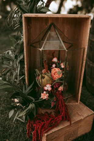 wedding decor with floral lantern