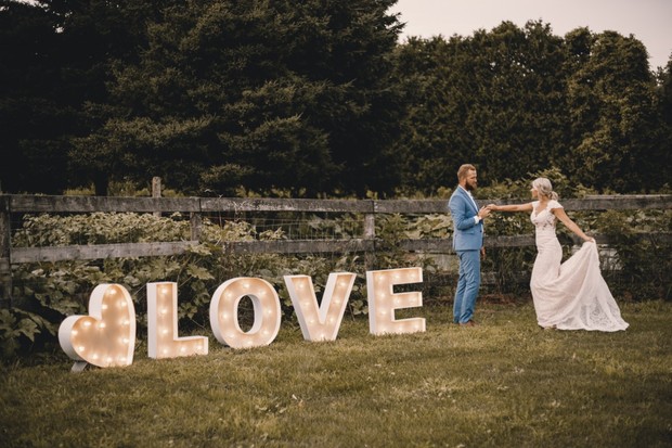 wedding "love" marquee sign