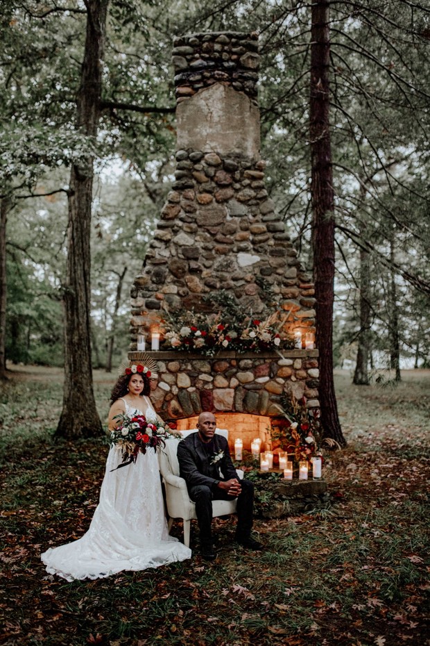 late fall and halloween inspired wedding photos