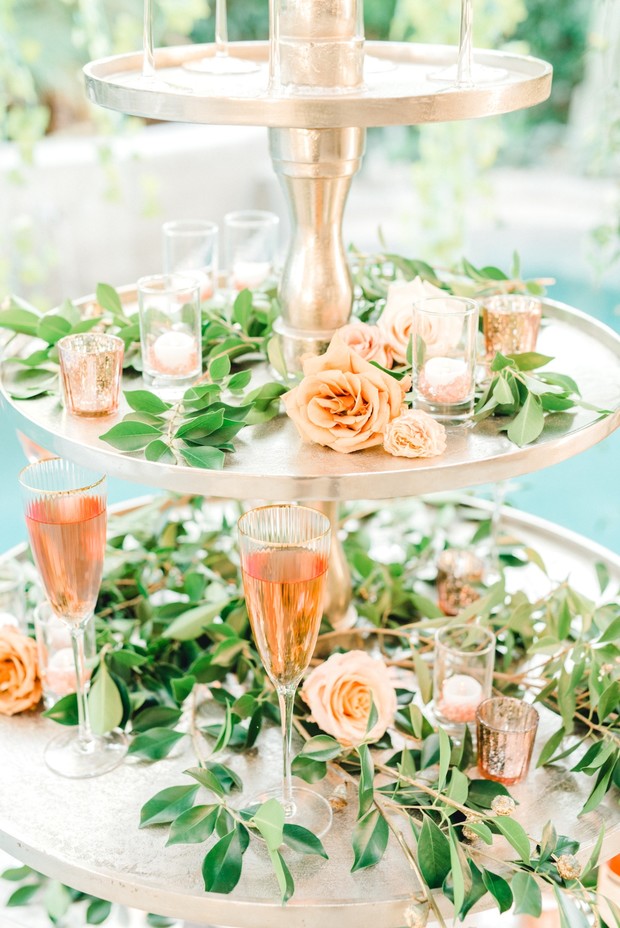rose gold wedding drink stand