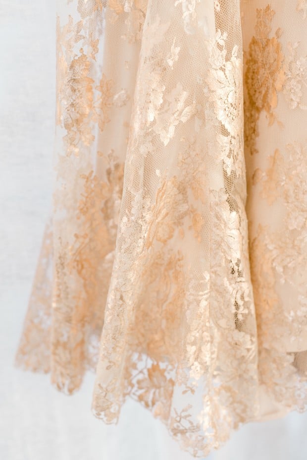 rose gold wedding dress detail