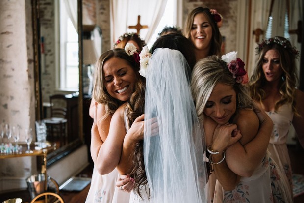 bridesmaid hug
