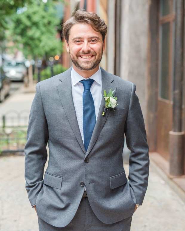 groom in blue and grey