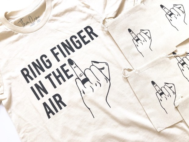 Ring finger in the air, wedding merchandise and accessories