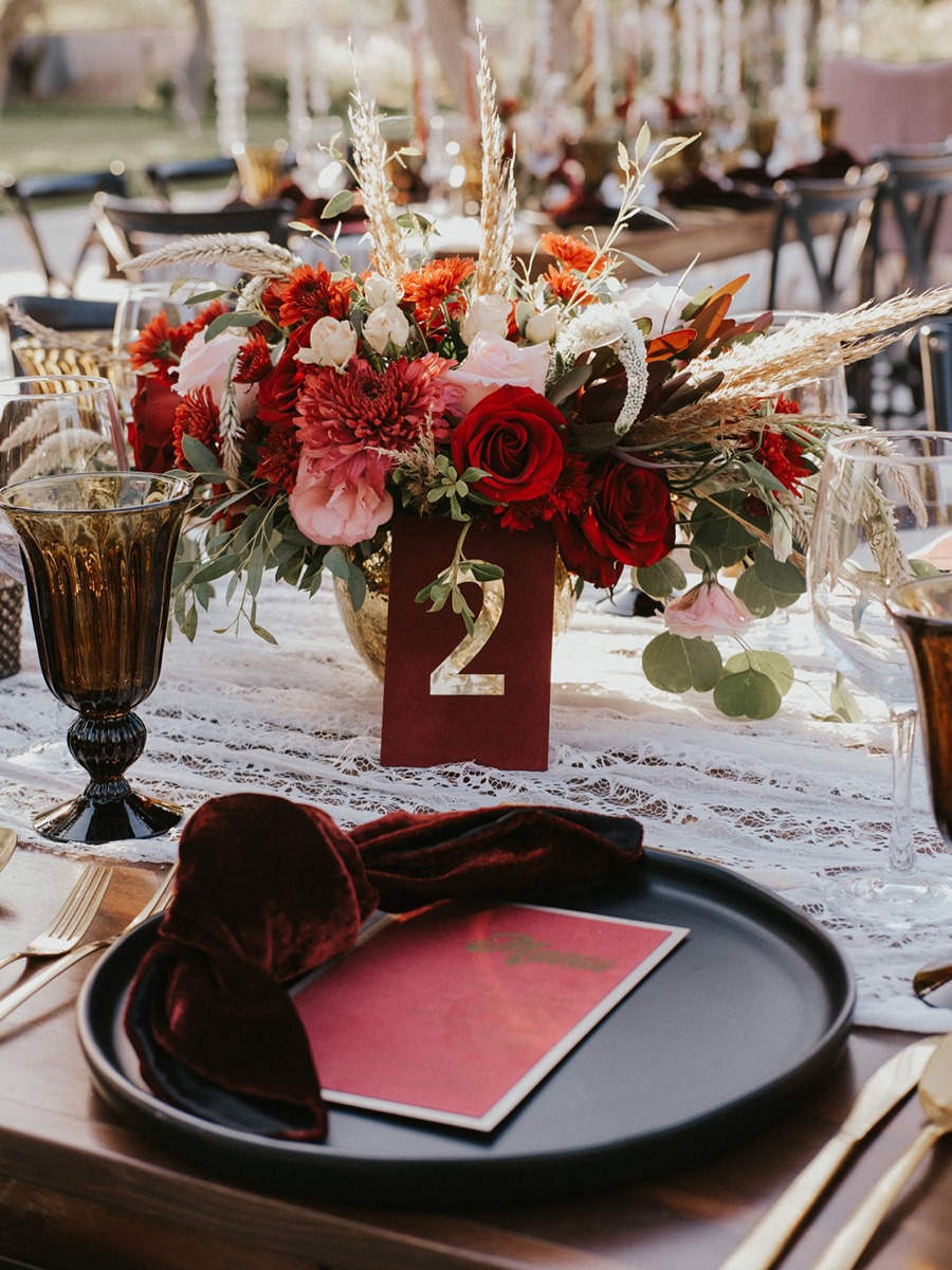 A Burgundy Velvet And Lace Wedding In Mexico