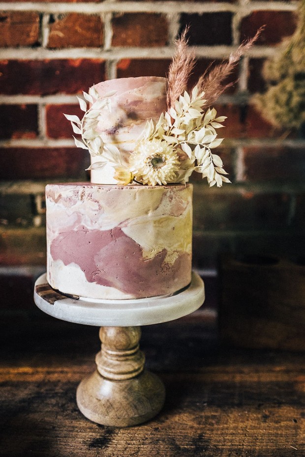 rustic blush wedding cake