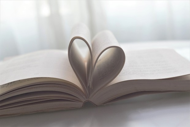 Book pages shaped into a heart  Symbol of love and reading