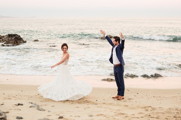 beach bride twirl