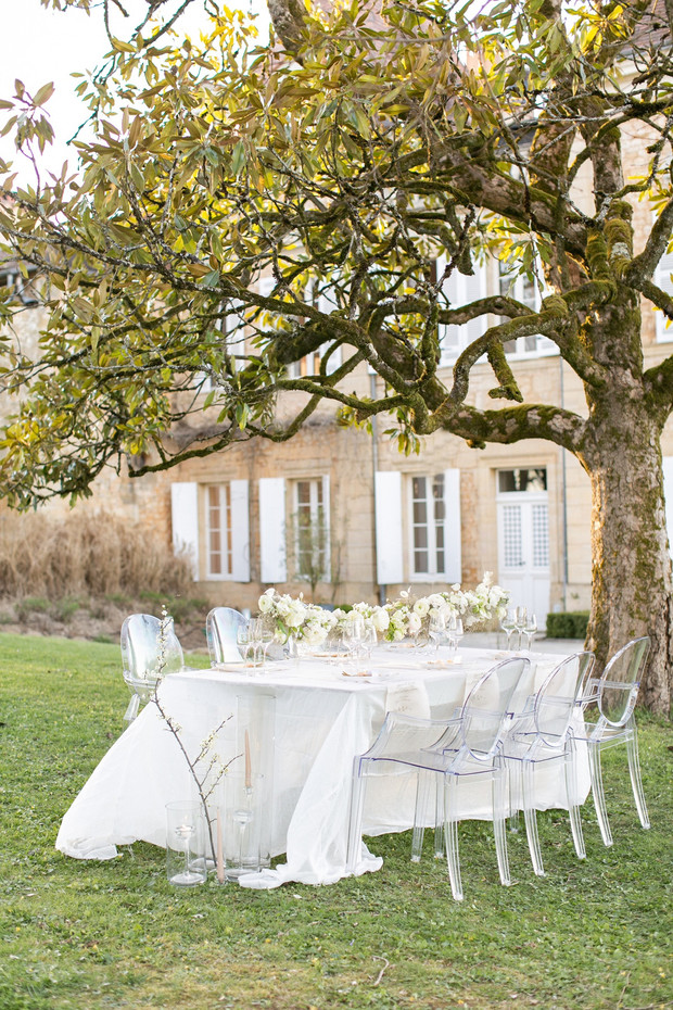 light and airy white wedding table idea