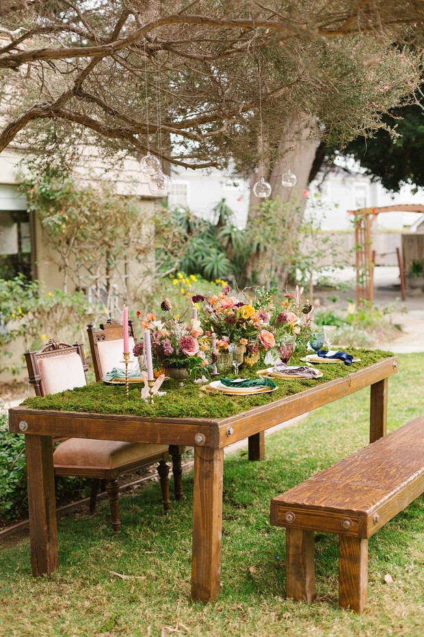 moss topped wedding table