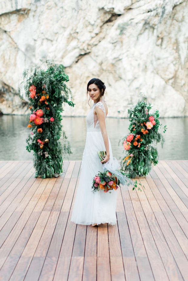 wedding ceremony backdrop florals