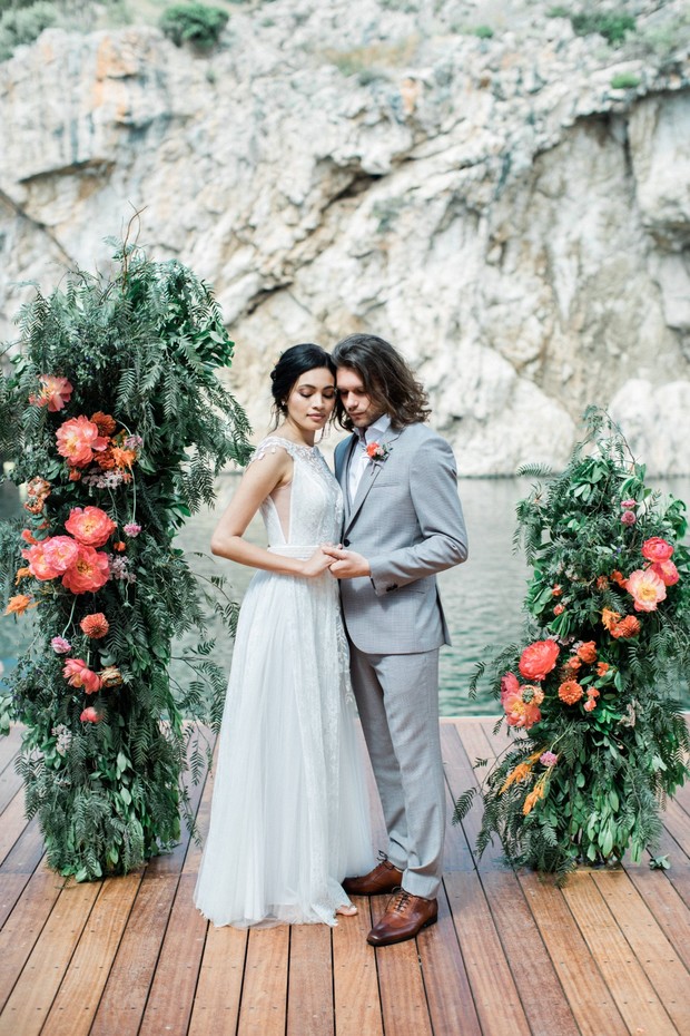 floral collumn ceremony backdrop