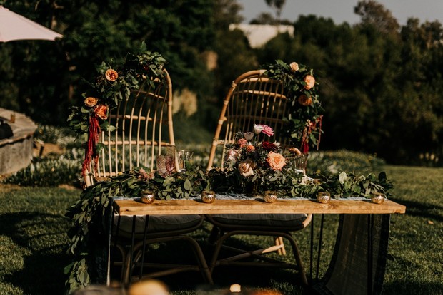 boho wedding sweetheart table
