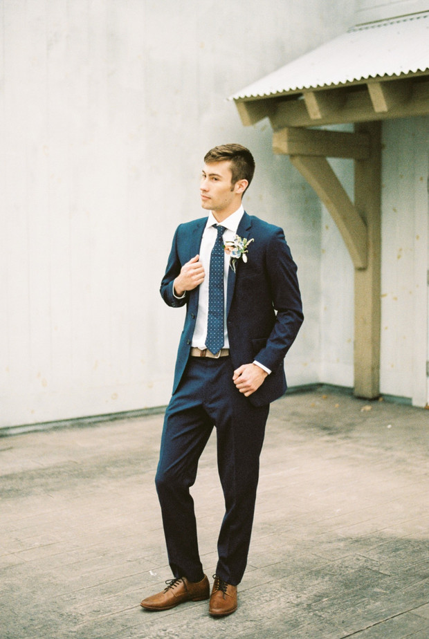 navy blue groom suit