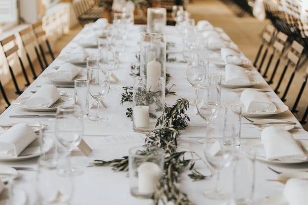 white and neutral wedding table decor