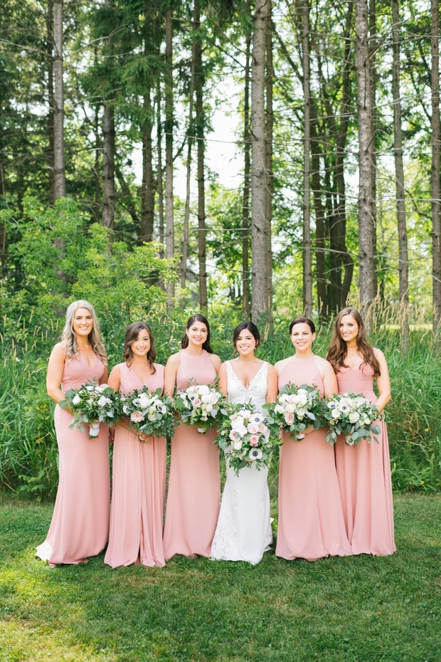 bridal party in soft pink