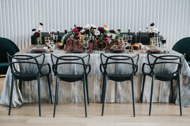 modern industrial wedding table decor