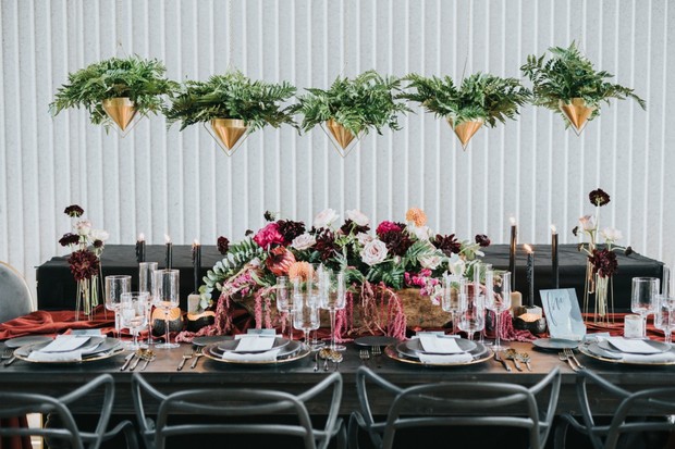 hanging ferns over your wedding table