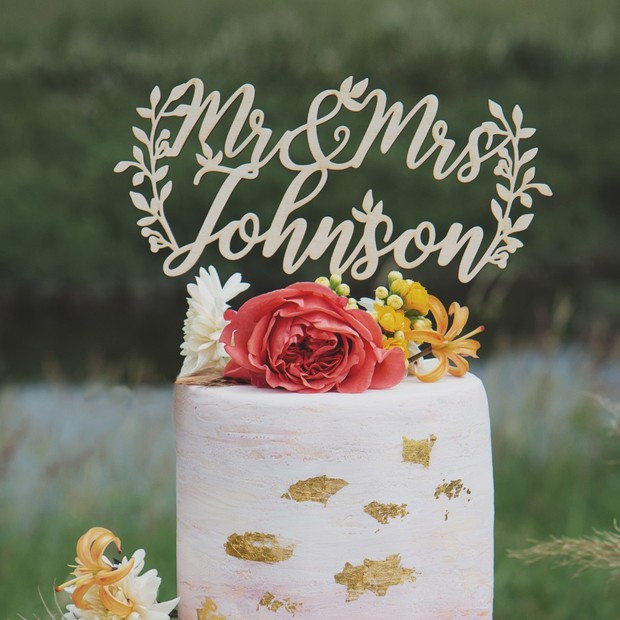 Custom cake topper from Thistle & Lace