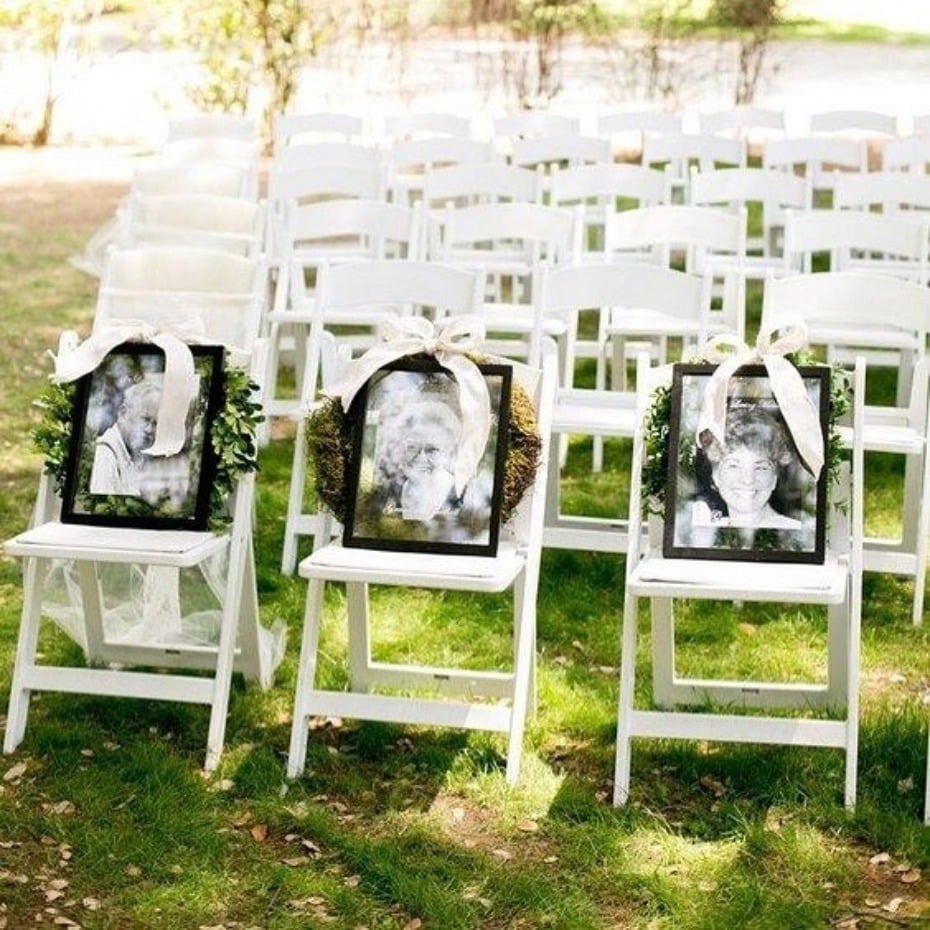 Honoring deceased family members in the front row of your wedding ceremony