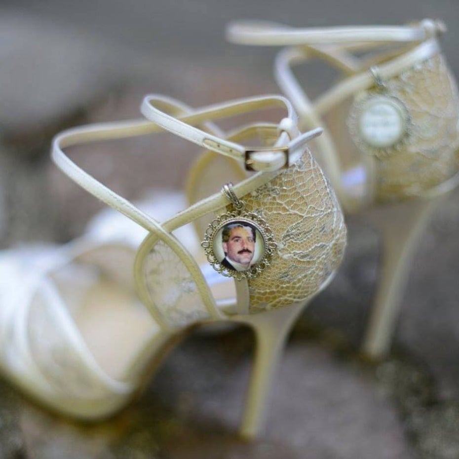 Wedding memorial shoe charms for the bride